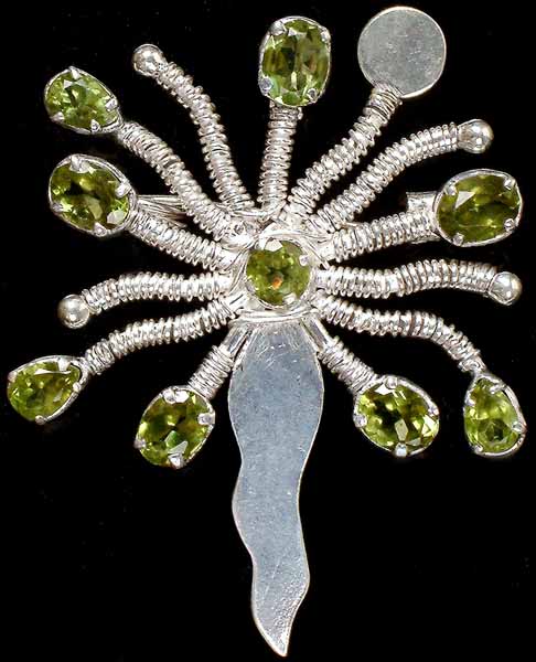 Dragon Fly Faceted Peridot Pendant Cum Brooch