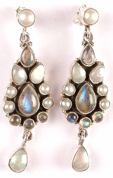 Earrings of Labradorite and Pearl