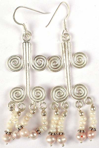 Earrings of Pink and White Pearls