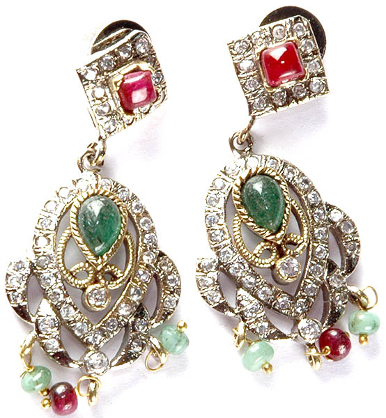 Earrings of Ruby and Emerald