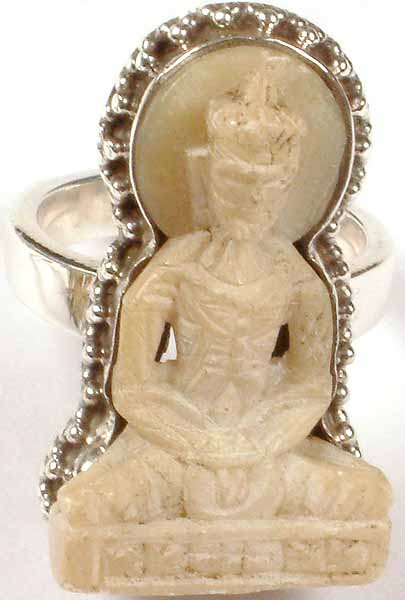 Emaciated Buddha Ring (Original Stone Sculpture set in Sterling Silver)