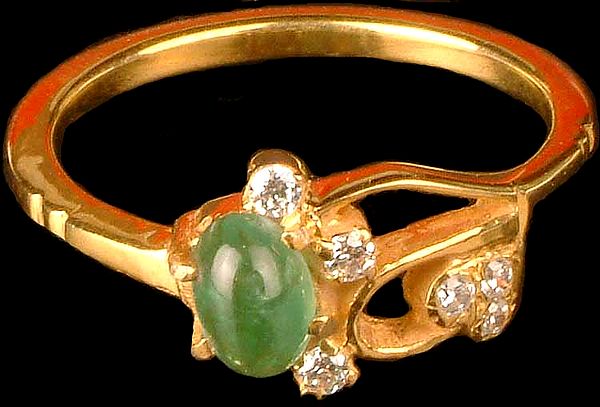 Emerald & Cubic Zirconia Golden Ring