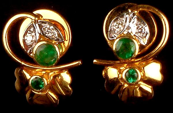 Emerald & Diamond Post Earrings