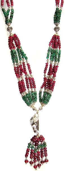 Emerald and Ruby Bunch Necklace