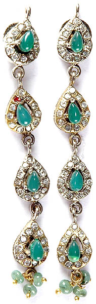 Emerald Earrings with Charms