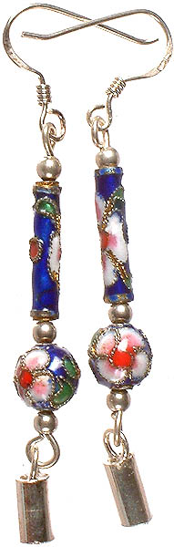 Enamel Earrings with Dangle