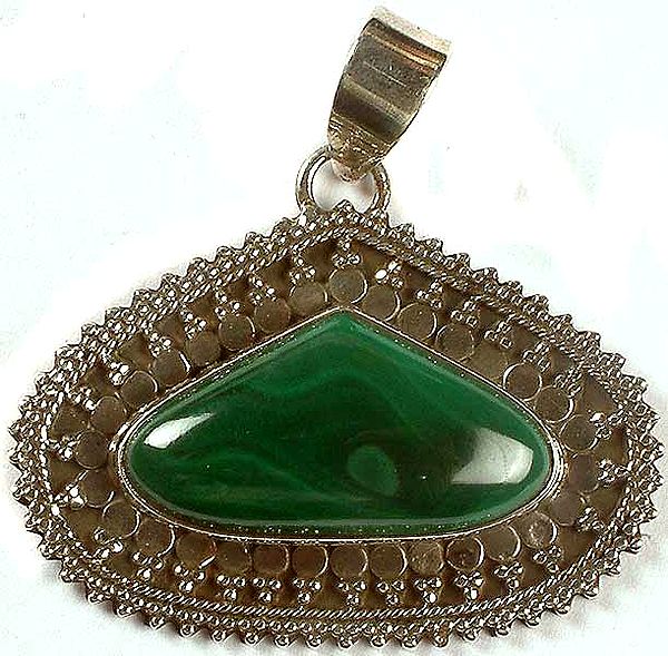 Expanded Tear Drop Malachite Pendant