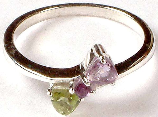 Faceted Amethyst & Peridot Ring