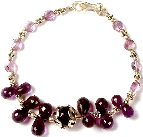 Faceted Amethyst Beaded Bracelet