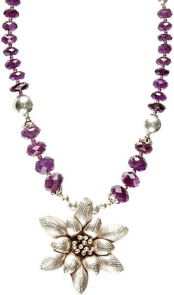 Faceted Amethyst Beaded Necklace with Starfish Pendant
