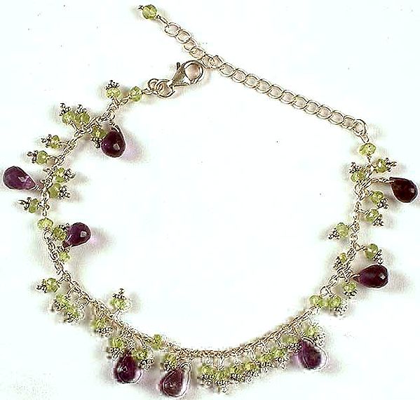 Faceted Amethyst Bracelet With Peridot