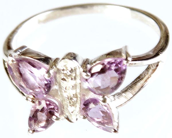 Faceted Amethyst Butterfly Ring