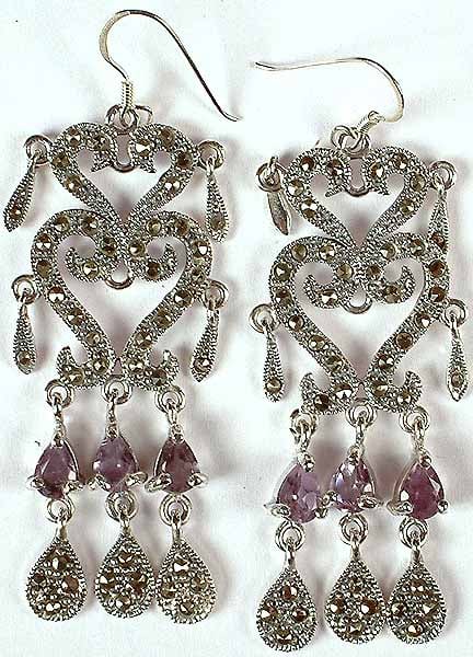 Faceted Amethyst Chandeliers with Dangles