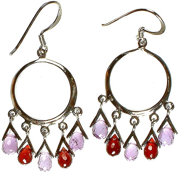 Faceted Amethyst Chandeliers with Garnet