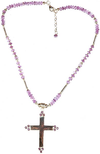 Faceted Amethyst Cross Necklace