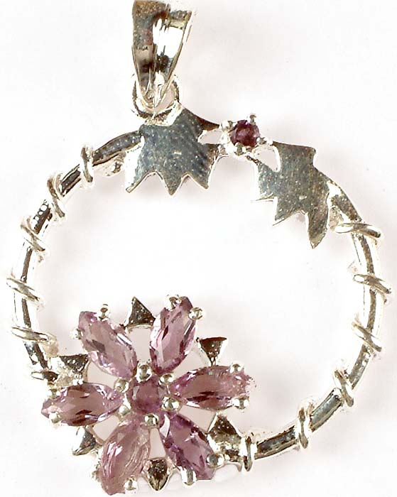 Faceted Amethyst Designer Floral Pendant