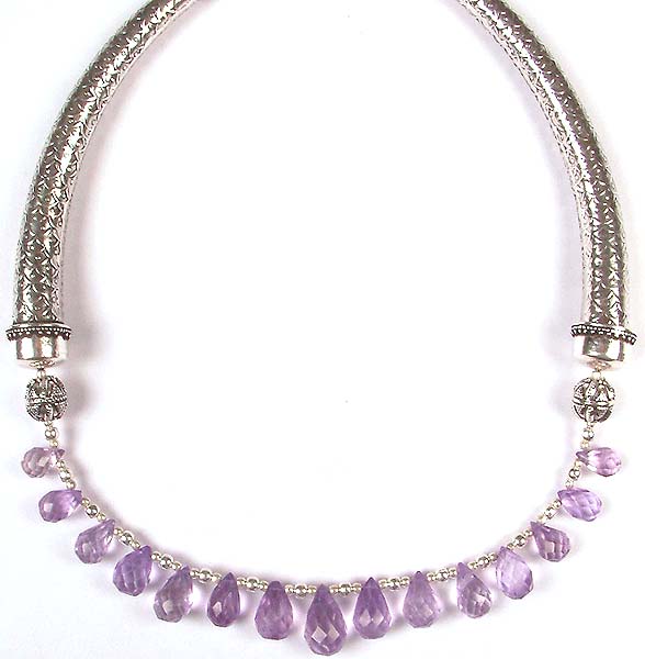 Faceted Amethyst Drop Choker