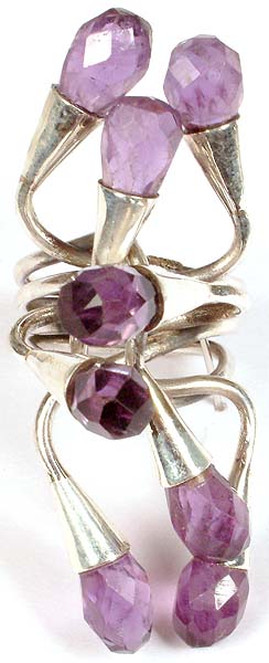 Faceted Amethyst Drops on Sterling Vines