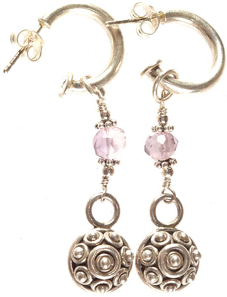 Faceted Amethyst Earrings with Charms