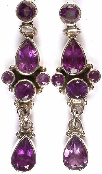 Faceted Amethyst Earrings with Dangle
