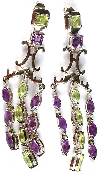 Faceted Amethyst Earrings with Peridot