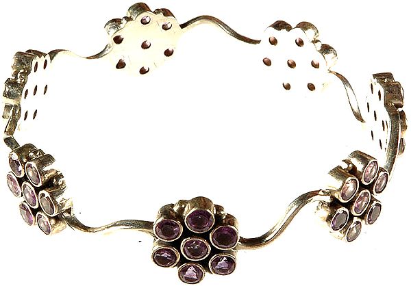 Faceted Amethyst Floral Bangle