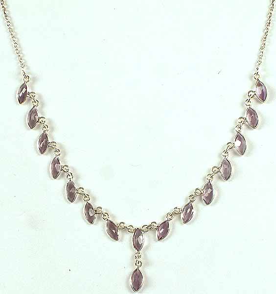 Faceted Amethyst Marquis Necklace