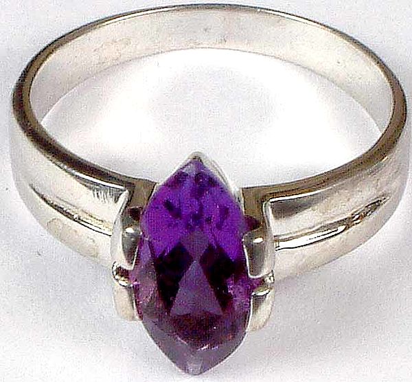Faceted Amethyst Marquis Ring
