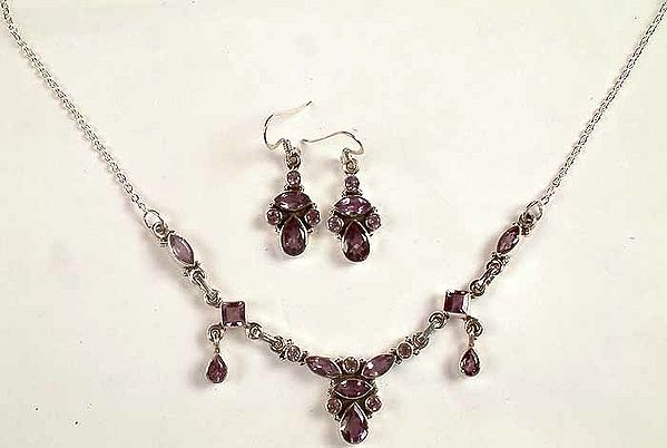 Faceted Amethyst Necklace & Earrings Set