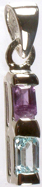 Faceted Amethyst Pendant with Blue Topaz