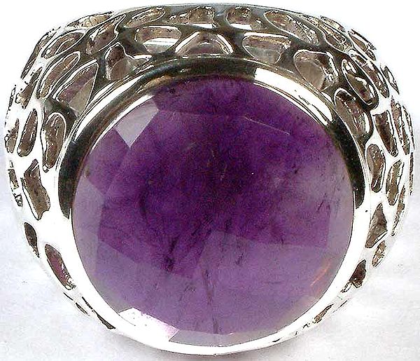 Faceted Amethyst Ring with Lattice