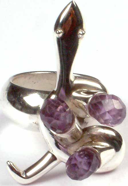 Faceted Amethyst Serpent Ring