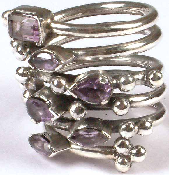 Faceted Amethyst Spiral Ring