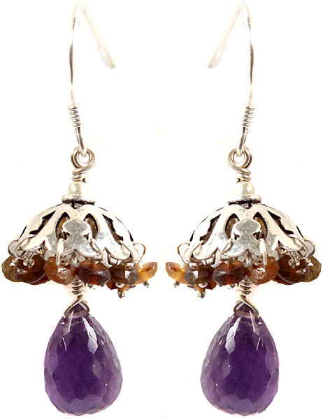 Faceted Amethyst Umbrella Chandeliers with Tiger Eye
