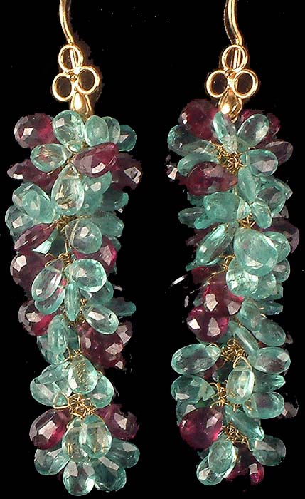 Faceted Apatite Bunch Earrings with Garnet