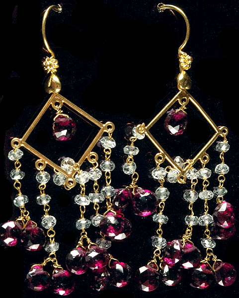 Faceted Aquamarine Chandeliers with Pink Tourmaline