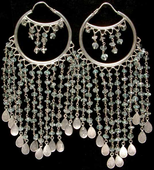 Faceted Aquamarine Hoop Chandeliers