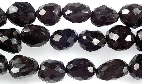 Faceted Black Chalcedony Tumbles