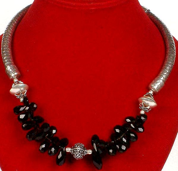 Faceted Black Onyx Collar Necklace