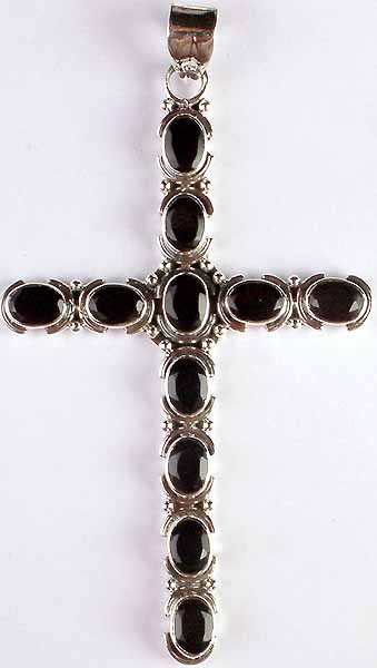 Faceted Black Onyx Cross