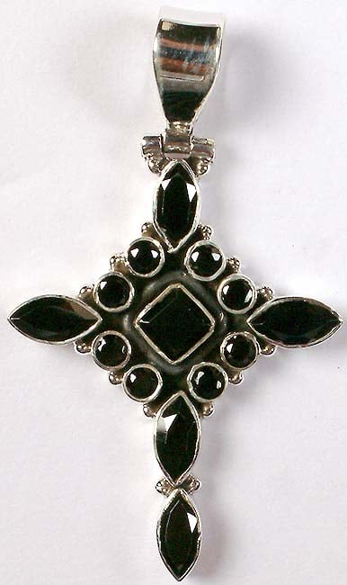 Faceted Black Onyx Cross