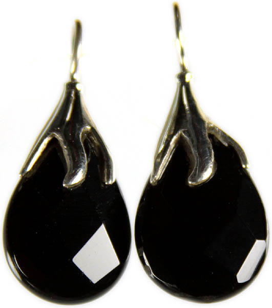 Faceted Black Onyx Earrings