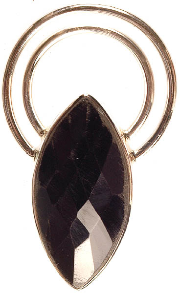 Faceted Black Onyx Marquis Pendant with Attached Hoops