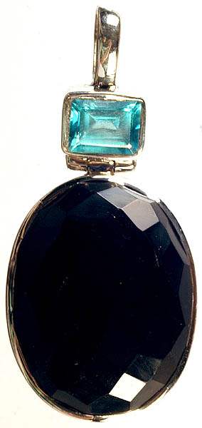 Faceted Black Onyx Oval Pendant with BT