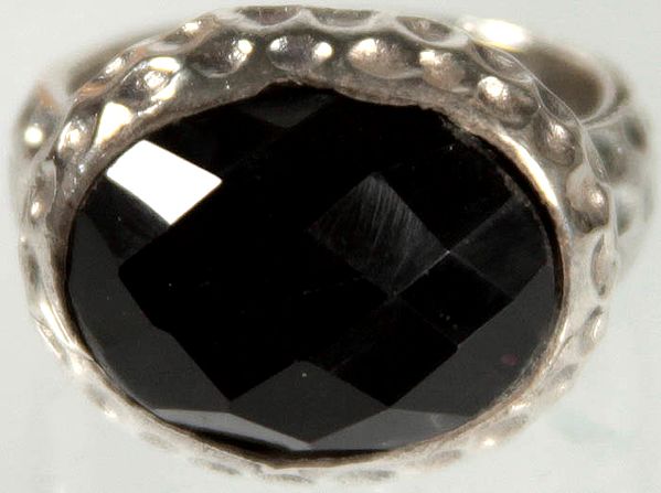 Faceted Black Onyx Ring