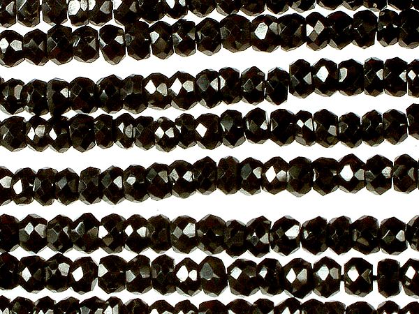 Faceted Black Onyx Rondells