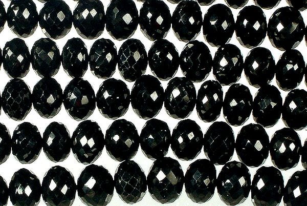 Faceted Black Onyx Rondells