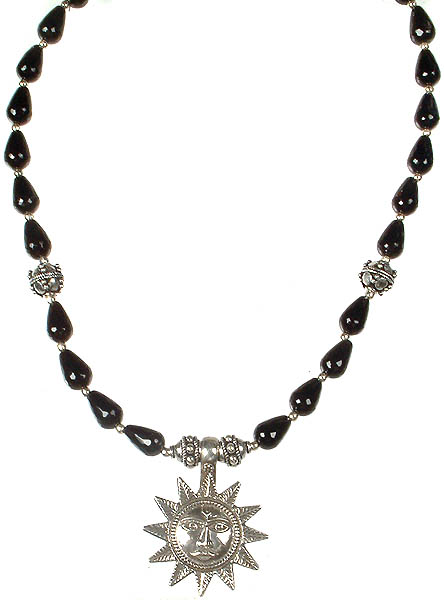 Faceted Black Onyx Surya (Surya) Necklace