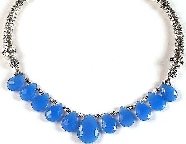 Faceted Blue Chalcedony Choker