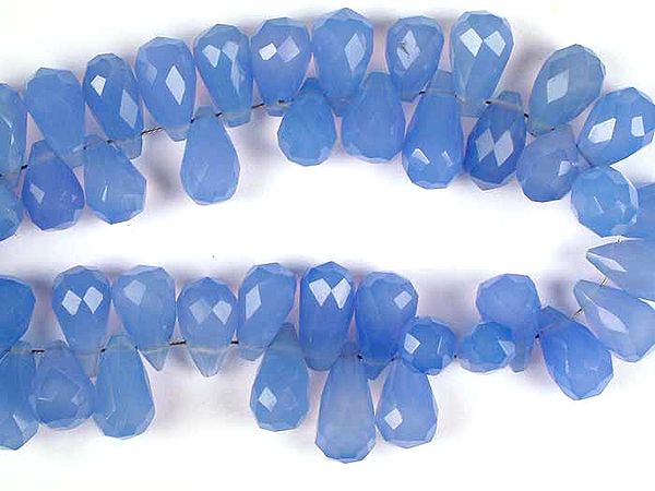 Faceted Blue Chalcedony Drops